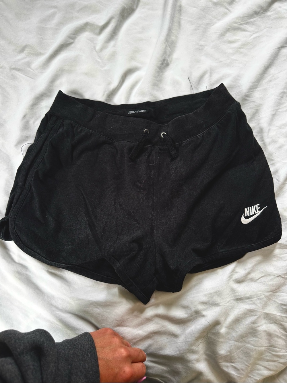 Nike Women’s Black Athletic Shorts with White Logo